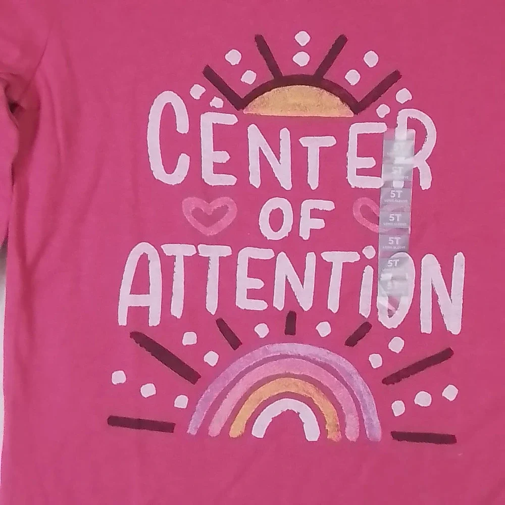 OshKosh‎ Long Sleeve Cotton T-Shirt Girl's Size 5T Pink w/ Graphic